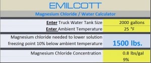 Magnesium Chloride for Frozen Water Calculator